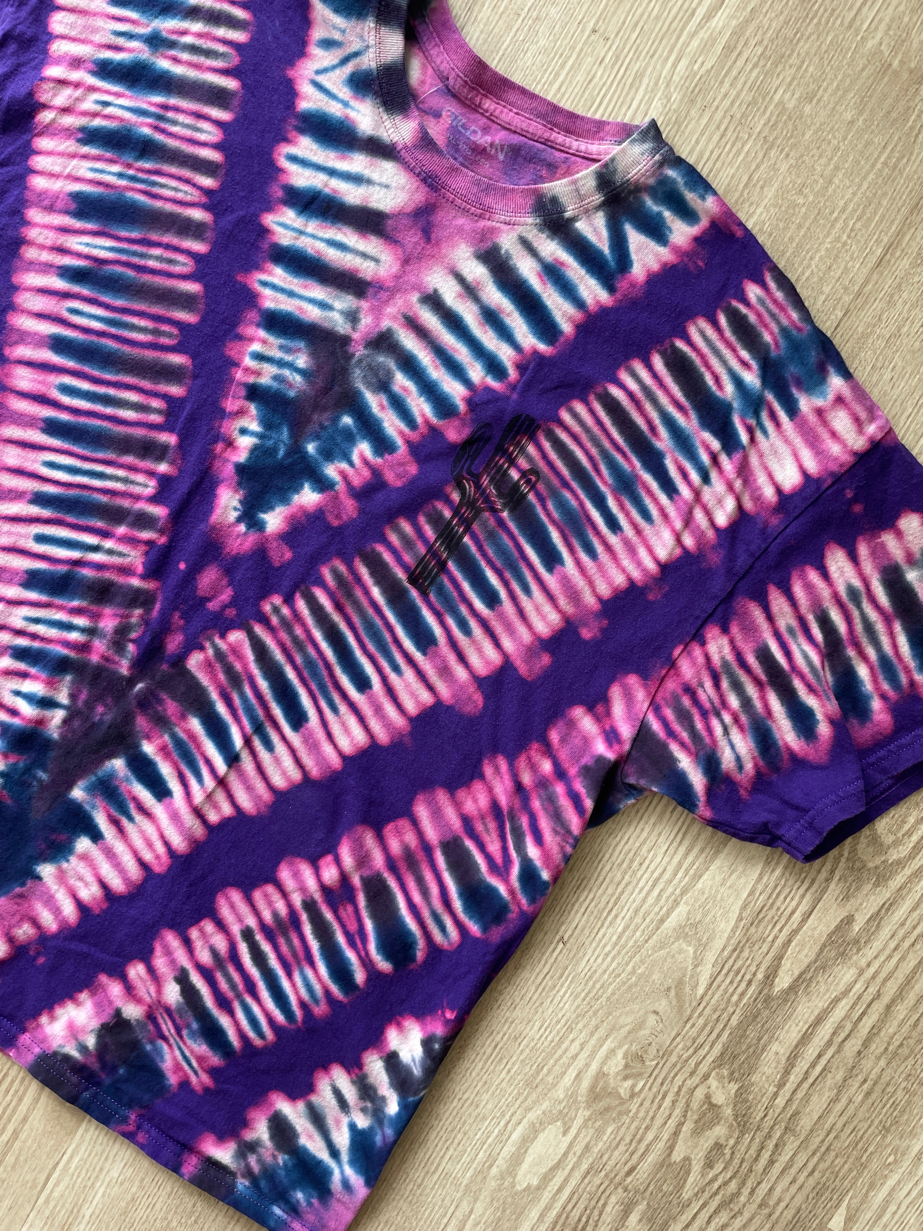 2XL Men’s Saguaro Cactus Reverse Tie Dye T-Shirt | One-Of-a-Kind Purple and Blue Short Sleeve