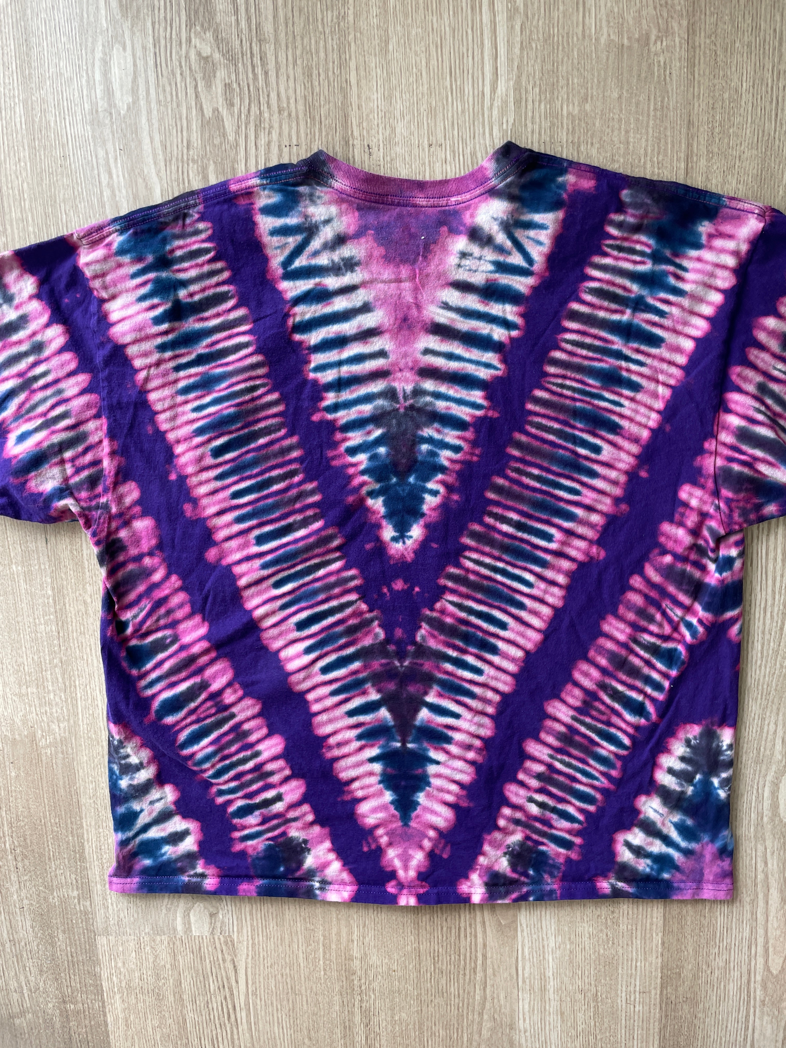2XL Men’s Saguaro Cactus Reverse Tie Dye T-Shirt | One-Of-a-Kind Purple and Blue Short Sleeve