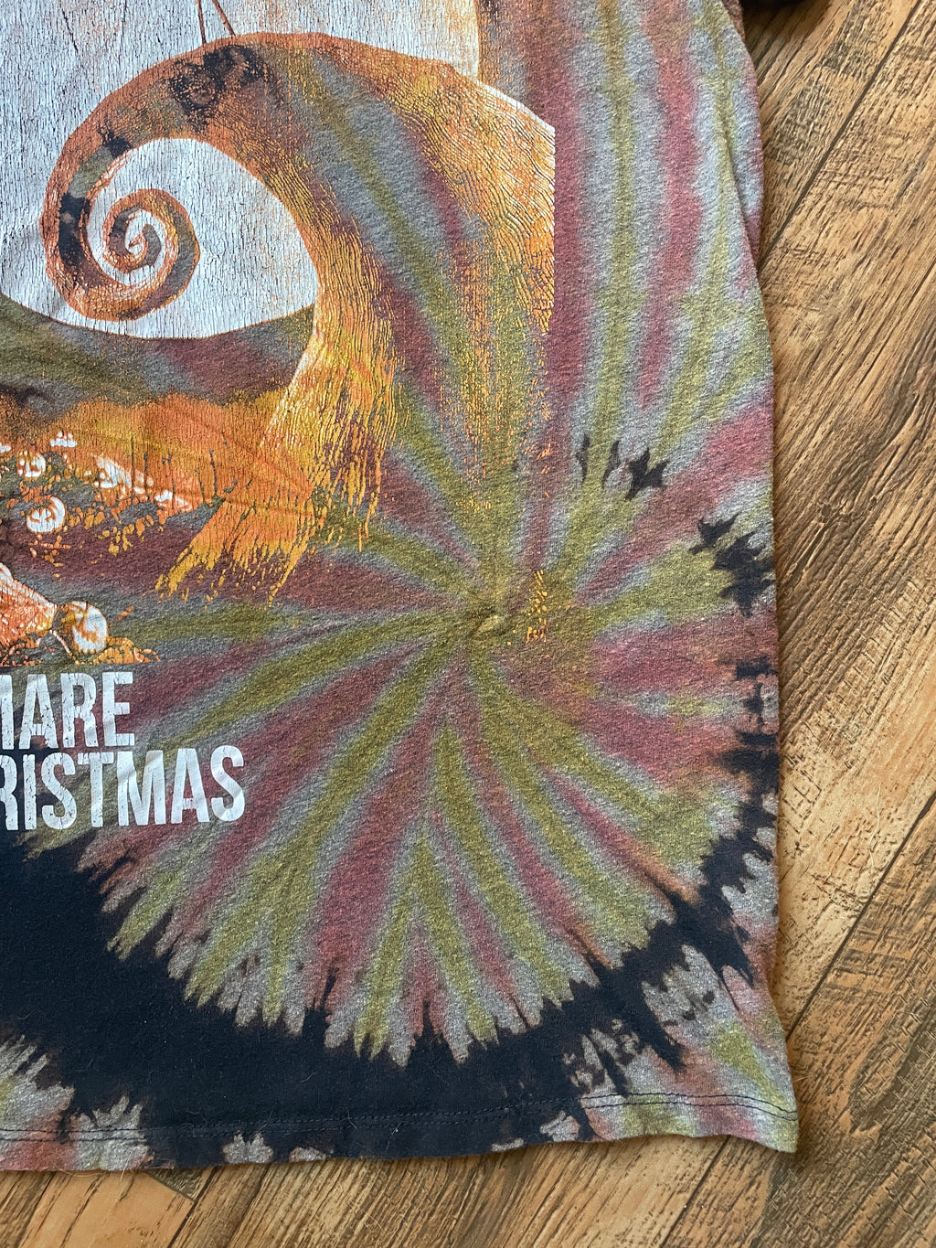 Nightmare Before Christmas Black and Orange Reverse Tie Dye Short Sleeve T-Shirt | Men's XL