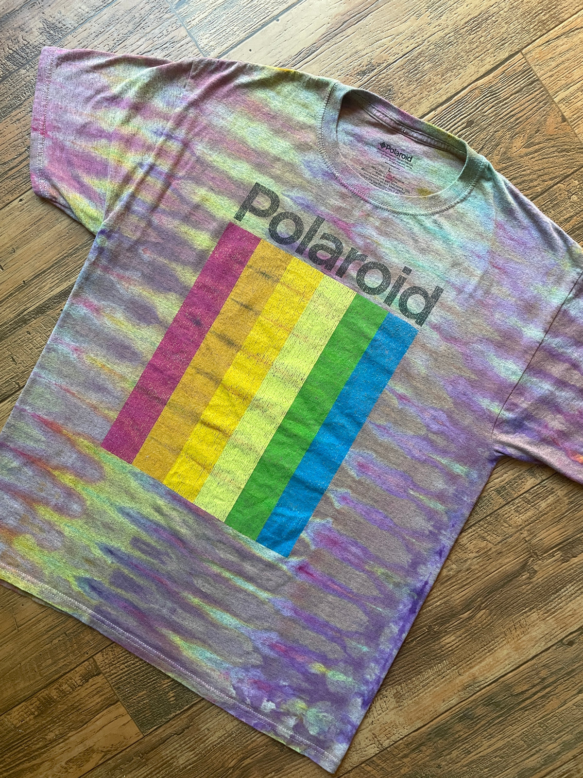 Polaroid Pastel Rainbow Tie Dye Short Sleeve T-Shirt | Men's Large
