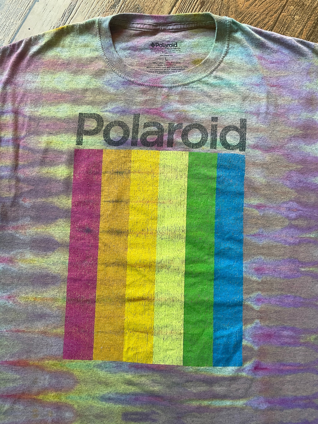 Polaroid Pastel Rainbow Tie Dye Short Sleeve T-Shirt | Men's Large
