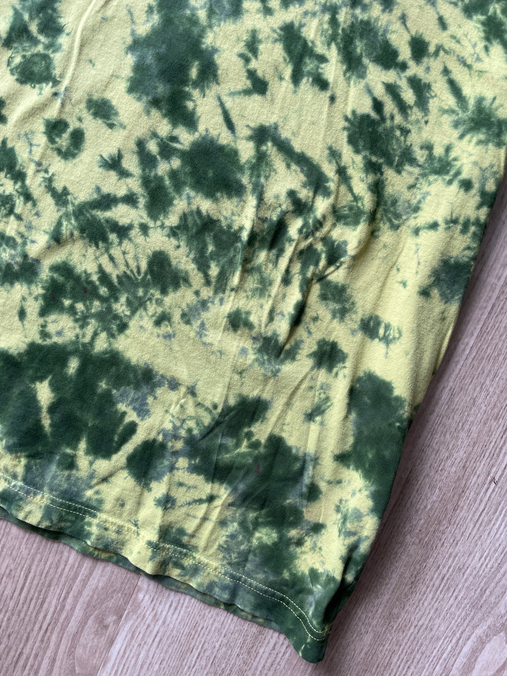LARGE Men’s Prickly Pear Cactus Tie Dye T-Shirt | One-Of-a-Kind Yellow and Green Crumpled Short Sleeve