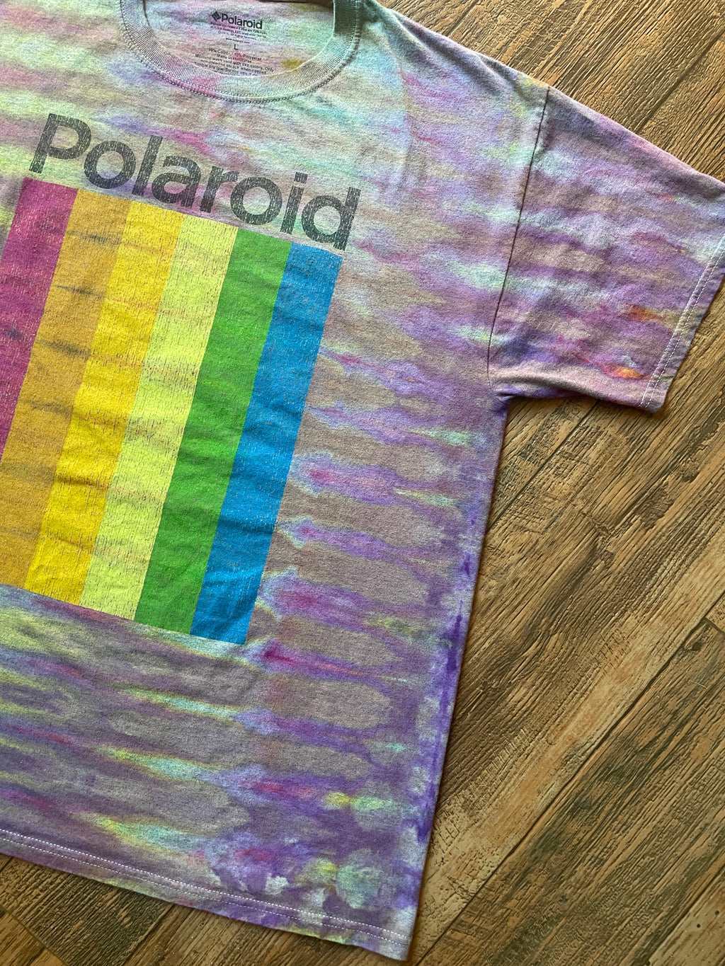 Polaroid Pastel Rainbow Tie Dye Short Sleeve T-Shirt | Men's Large