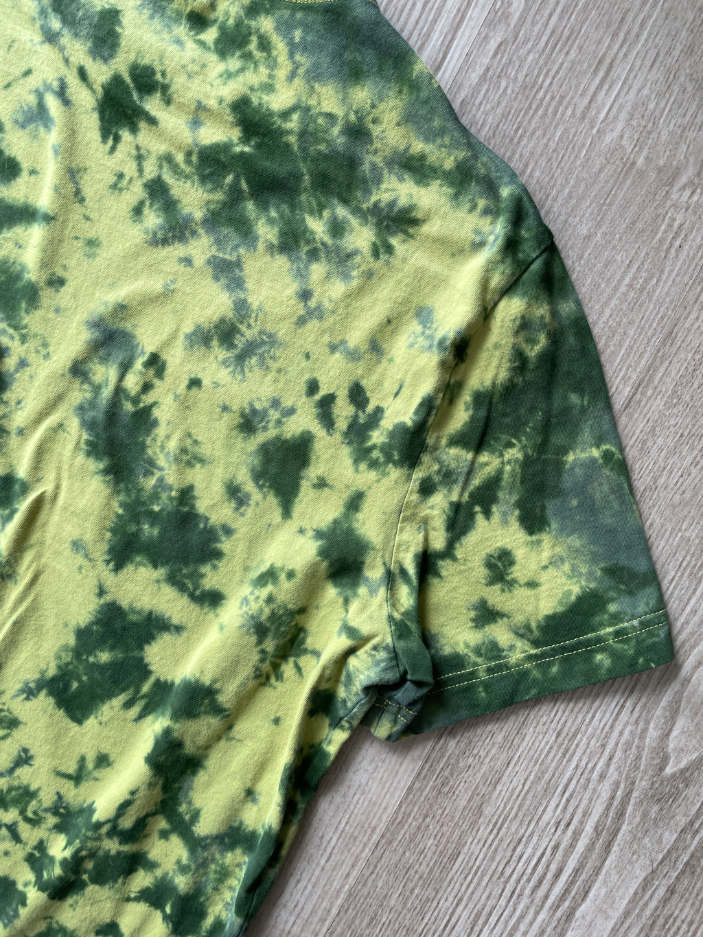 LARGE Men’s Prickly Pear Cactus Tie Dye T-Shirt | One-Of-a-Kind Yellow and Green Crumpled Short Sleeve