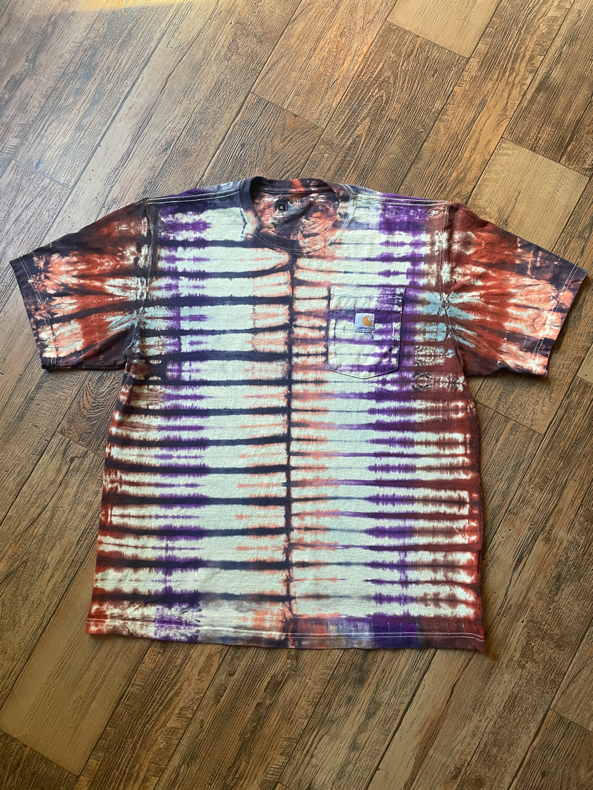 Carhartt Iconic K87 Loose Fit Yellow & Brown Tie Dye Short Sleeve T-Shirt | Men's XL