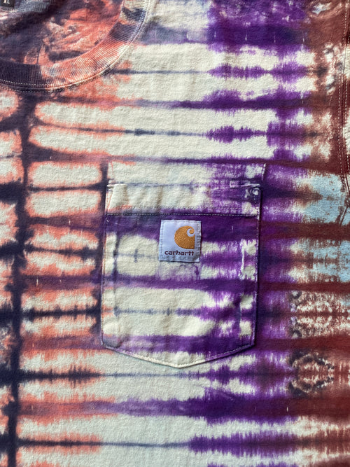 Carhartt Iconic K87 Loose Fit Yellow & Brown Tie Dye Short Sleeve T-Shirt | Men's XL