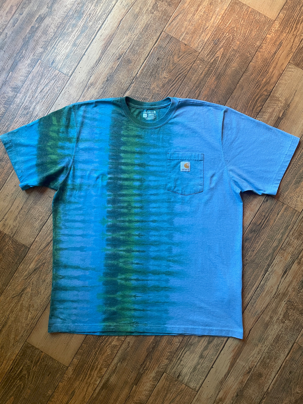 Carhartt Iconic K87 Loose Fit Blue & Green Tie Dye Short Sleeve T-Shirt | Men's XL
