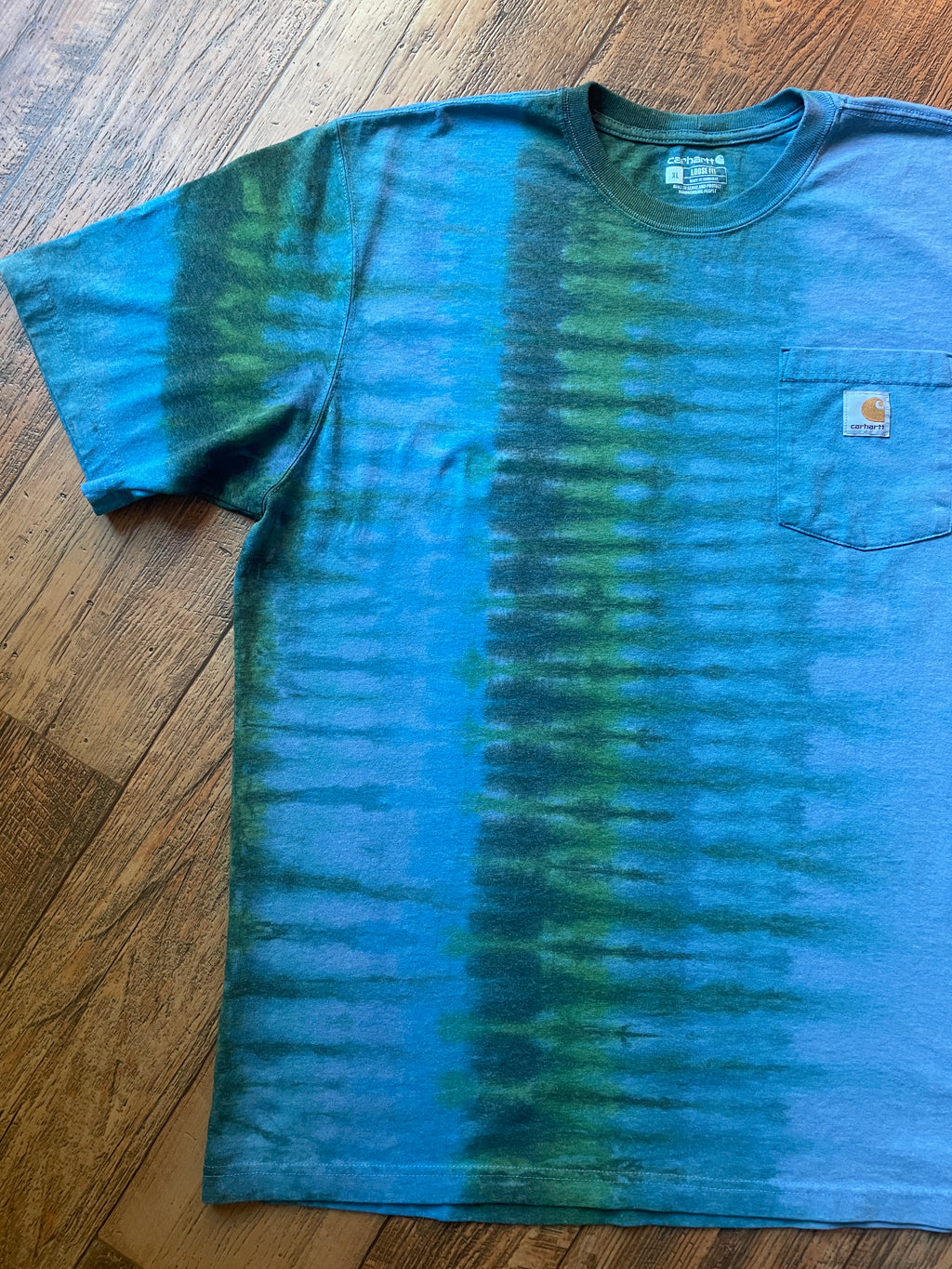 Carhartt Iconic K87 Loose Fit Blue & Green Tie Dye Short Sleeve T-Shirt | Men's XL