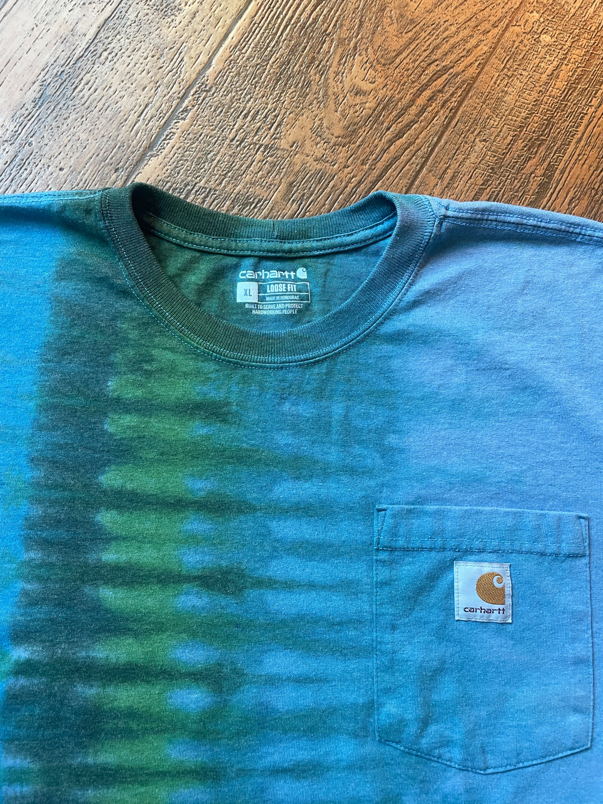 Carhartt Iconic K87 Loose Fit Blue & Green Tie Dye Short Sleeve T-Shirt | Men's XL
