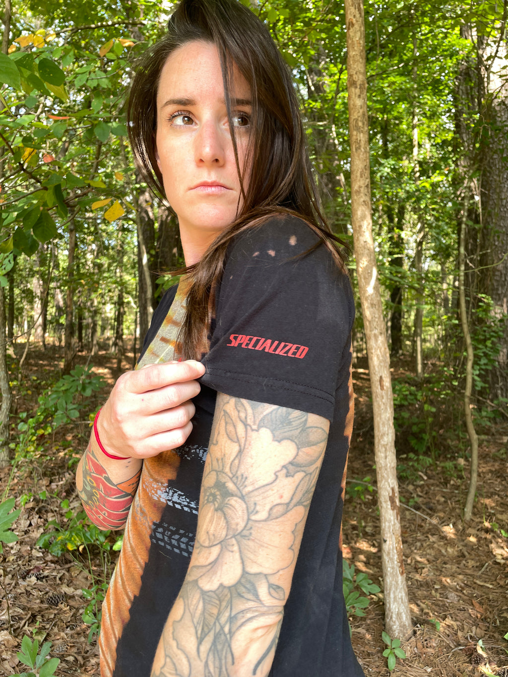 Specialized Bike Tracks Short Sleeve Bleach Dye T-Shirt (Men's Medium)