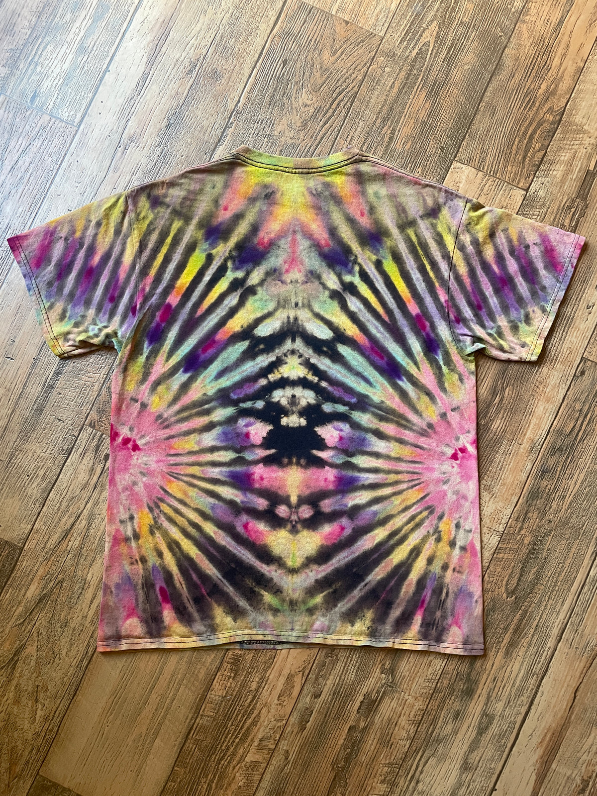 Star Wars The Mandalorian The Child Neon Rainbow Tie Dye Short Sleeve T-Shirt | Men's Large