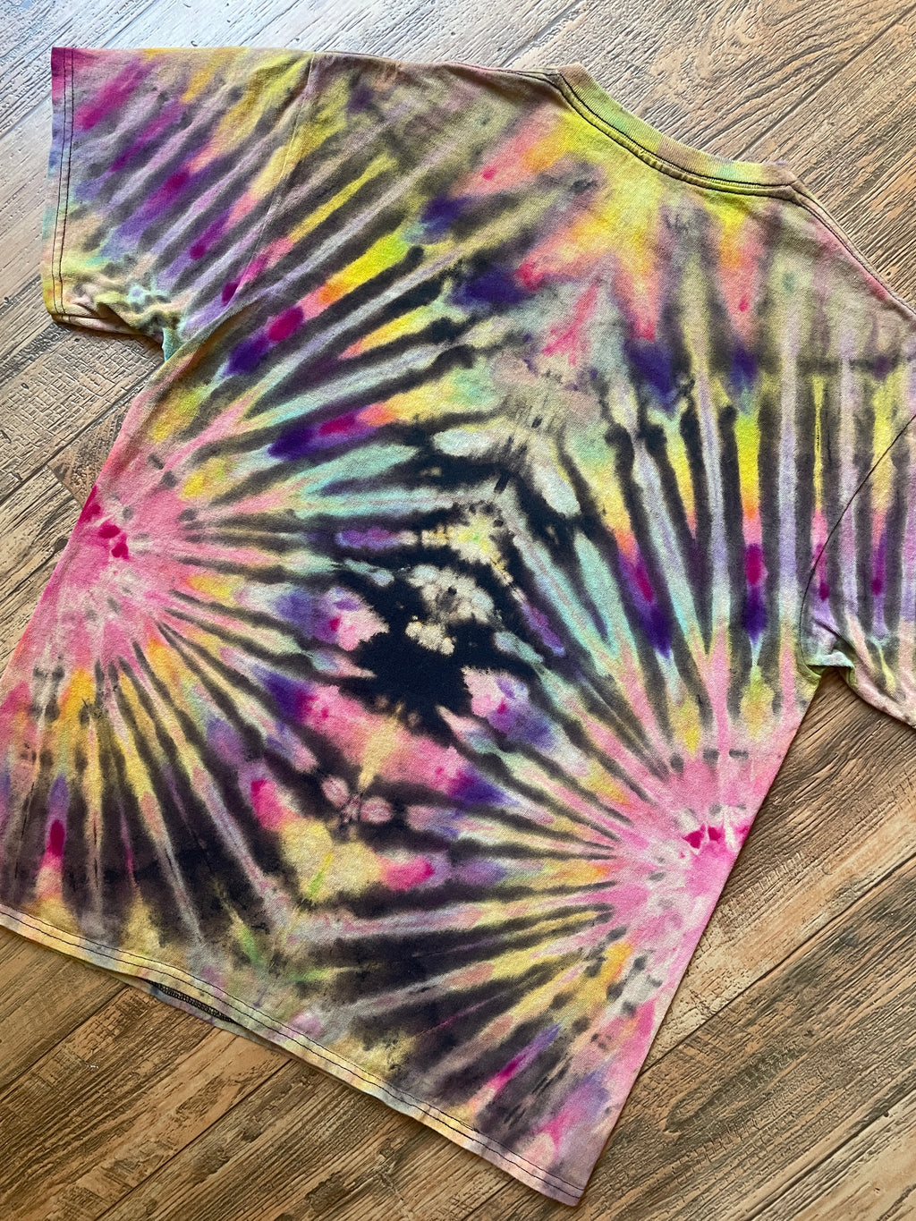 Star Wars The Mandalorian The Child Neon Rainbow Tie Dye Short Sleeve T-Shirt | Men's Large
