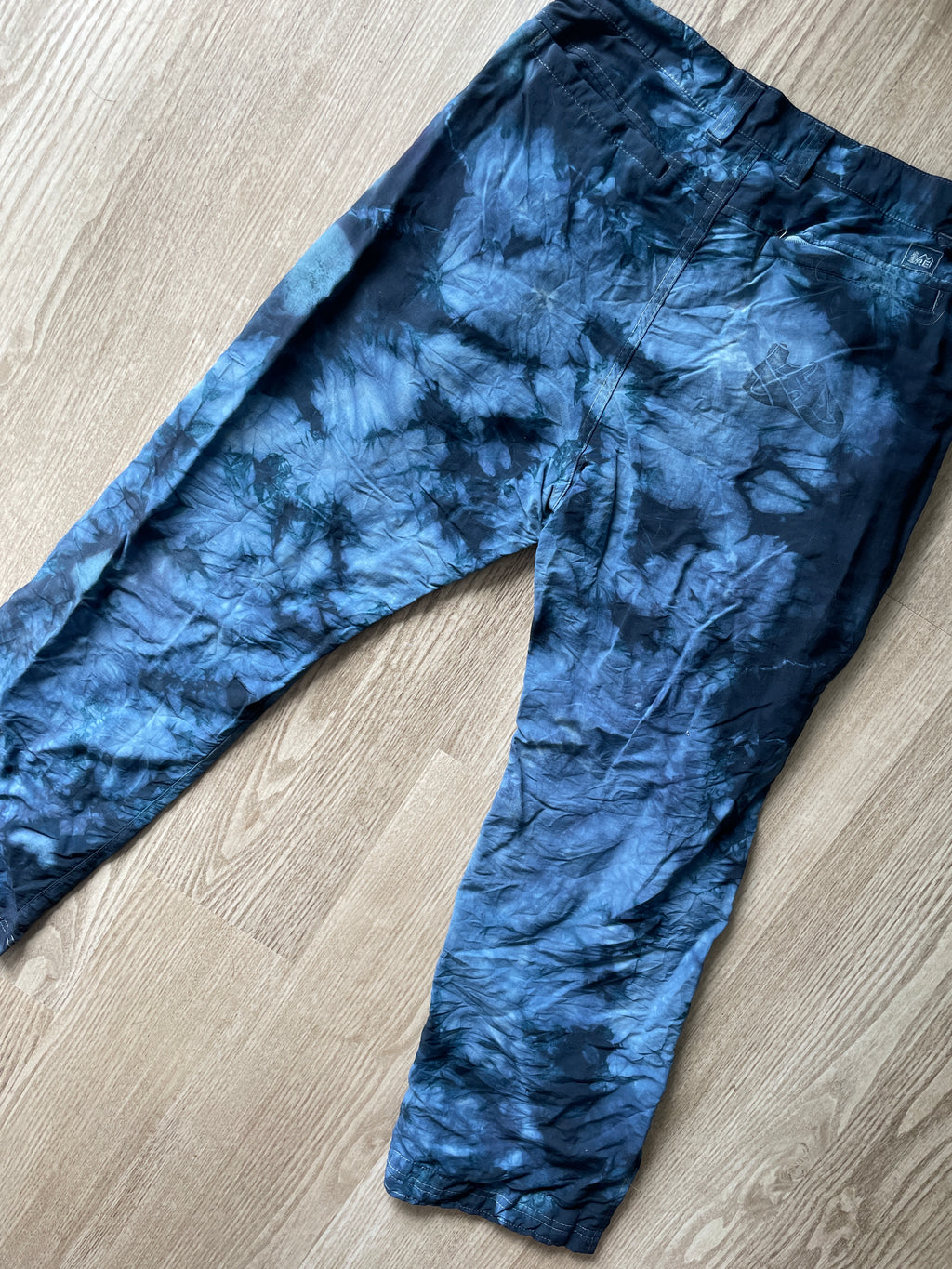 Unisex Tie Dye REI Climbing Pants | One-Of-a-Kind Upcycled Black and Gray Crumpled Pants