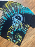 Toto 40th Anniversary Black, Blue, and Green Reverse Tie Dye Short Sleeve T-Shirt | Men's 2XL