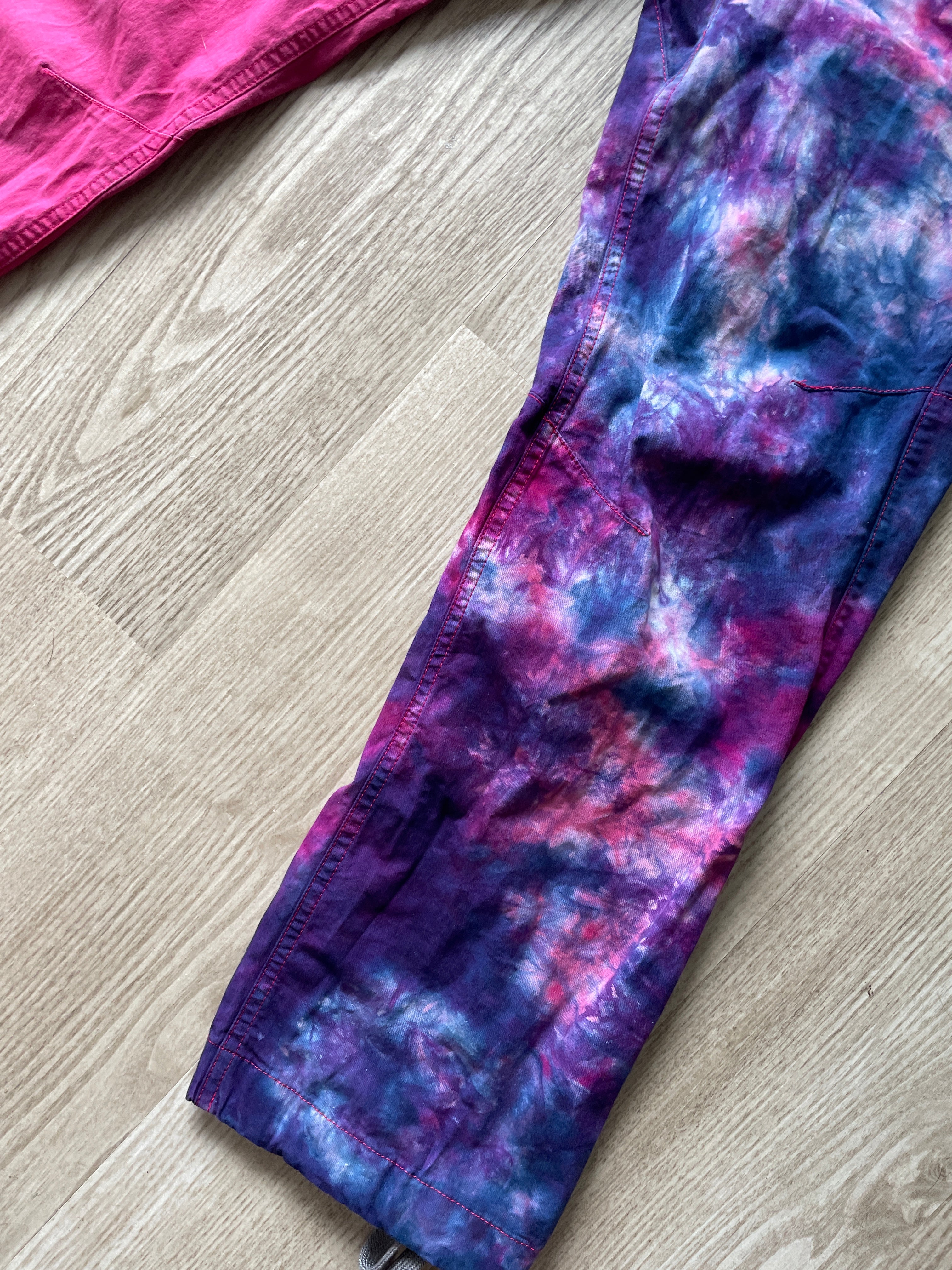 Women's Size 2 Mammut Tie Dye Climbing Pants | One-Of-a-Kind Upcycled Pink and Purple Pants