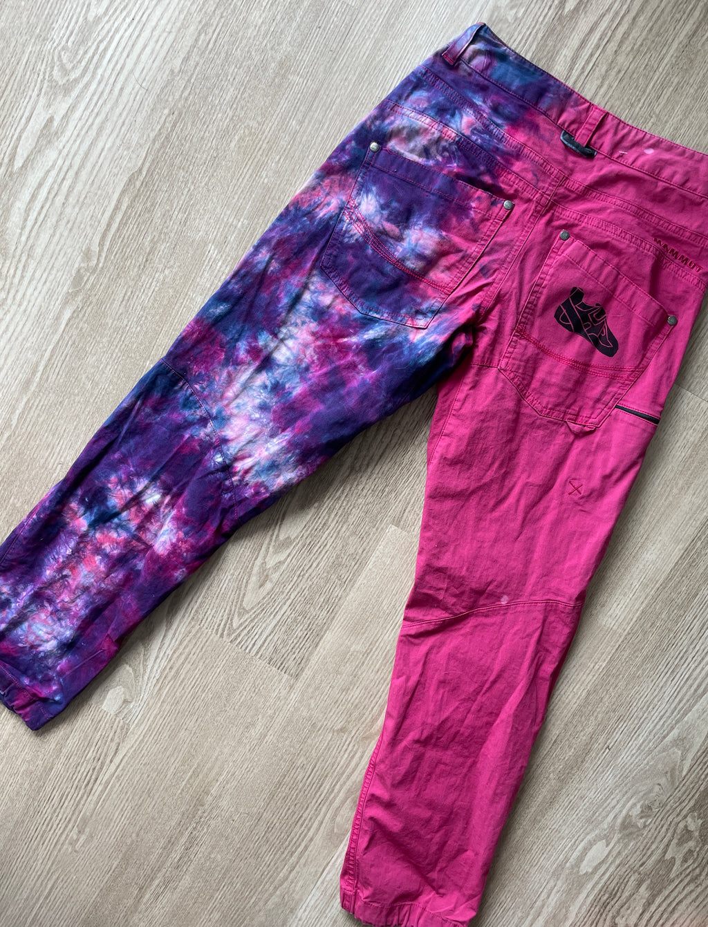 Women's Size 2 Mammut Tie Dye Climbing Pants | One-Of-a-Kind Upcycled Pink and Purple Pants