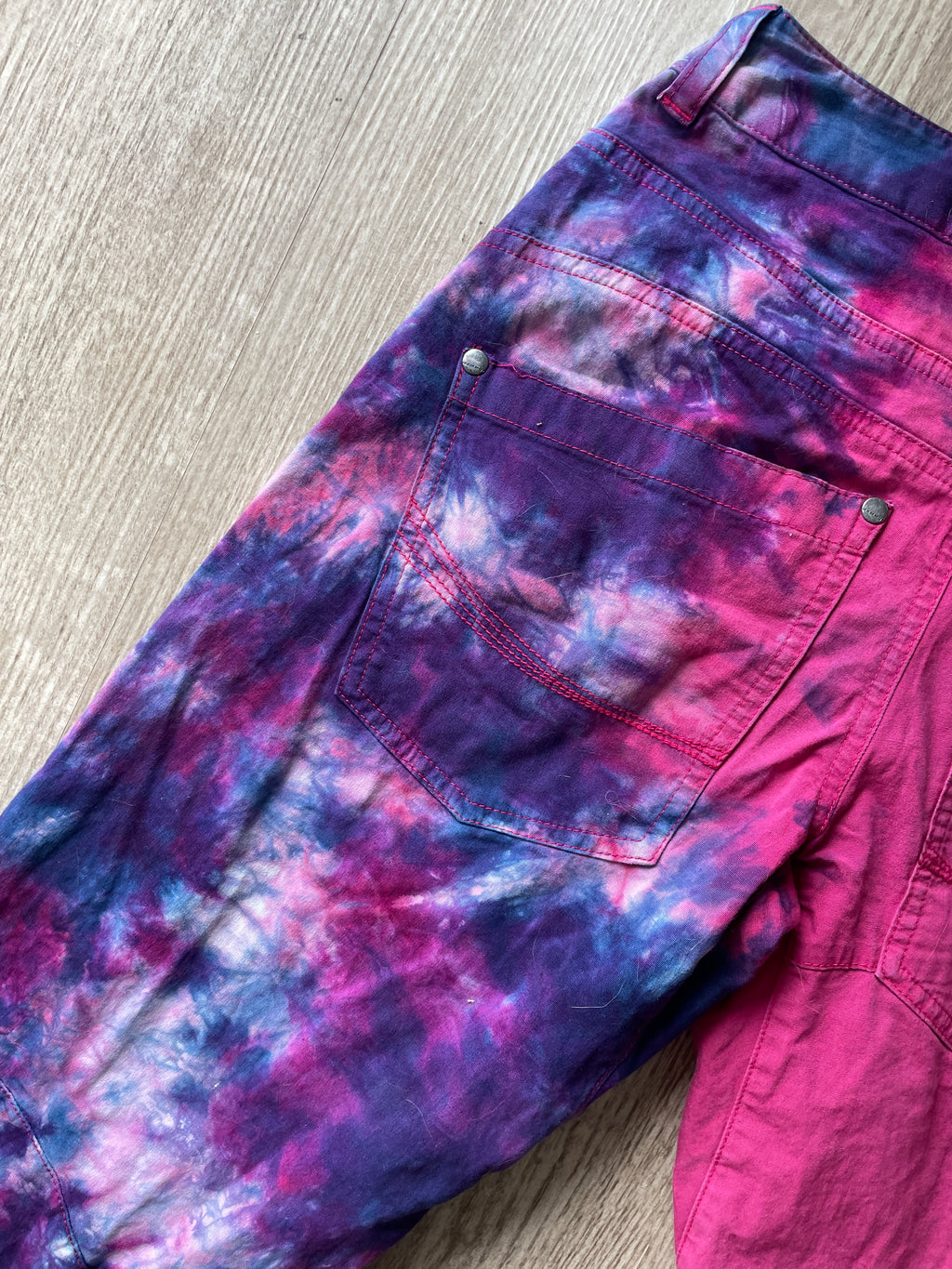 Women's Size 2 Mammut Tie Dye Climbing Pants | One-Of-a-Kind Upcycled Pink and Purple Pants