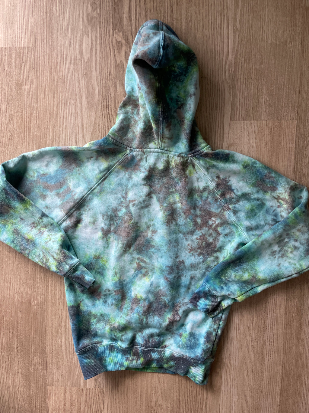 SMALL Unisex Nirvana Nevermind Galaxy Tie Dye Sweatshirt | One-Of-a-Kind Green and Blue Long Sleeve Hoodie