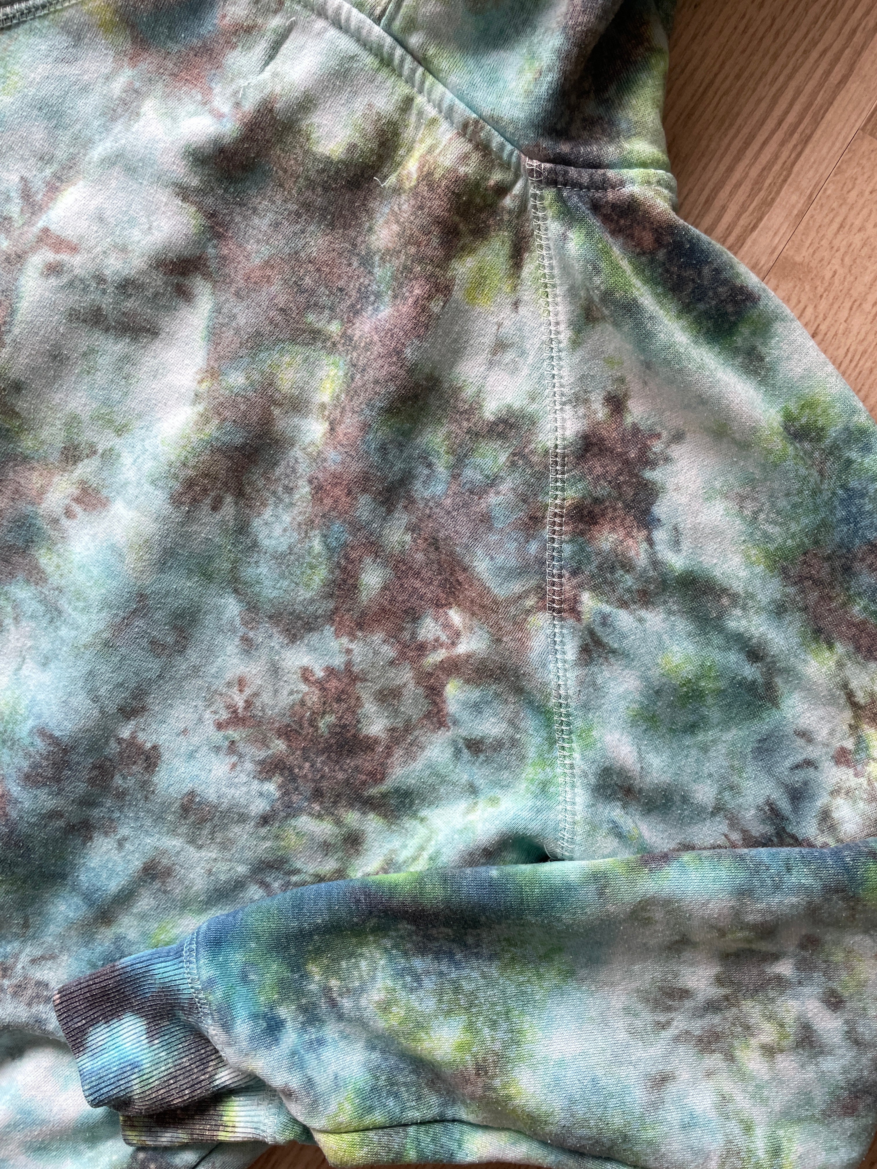 SMALL Unisex Nirvana Nevermind Galaxy Tie Dye Sweatshirt | One-Of-a-Kind Green and Blue Long Sleeve Hoodie