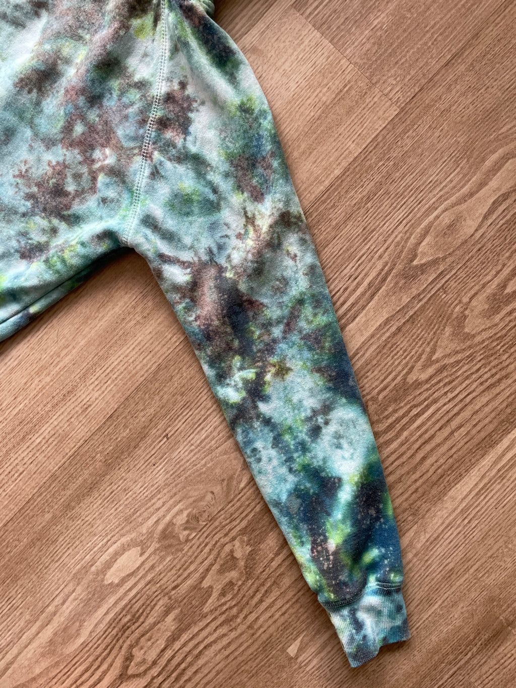 SMALL Unisex Nirvana Nevermind Galaxy Tie Dye Sweatshirt | One-Of-a-Kind Green and Blue Long Sleeve Hoodie