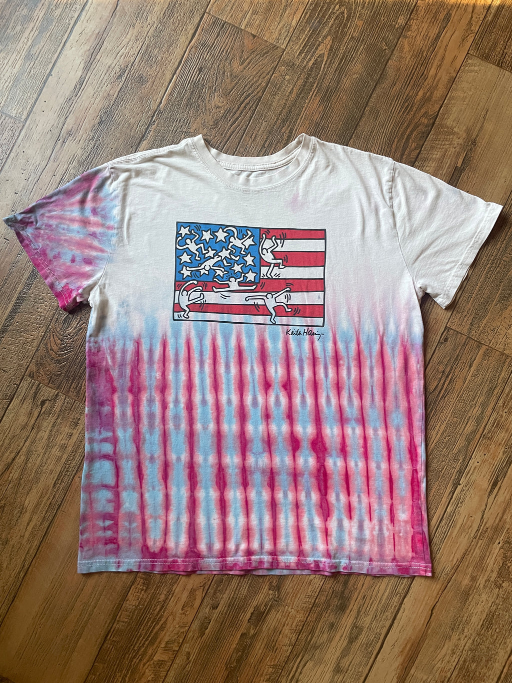 Keith Haring "American Flag" Red, White, and Blue Tie Dye Short Sleeve T-Shirt | Men's XL (Copy)