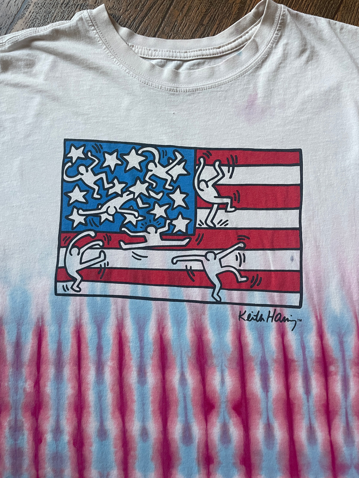 Keith Haring "American Flag" Red, White, and Blue Tie Dye Short Sleeve T-Shirt | Men's XL (Copy)