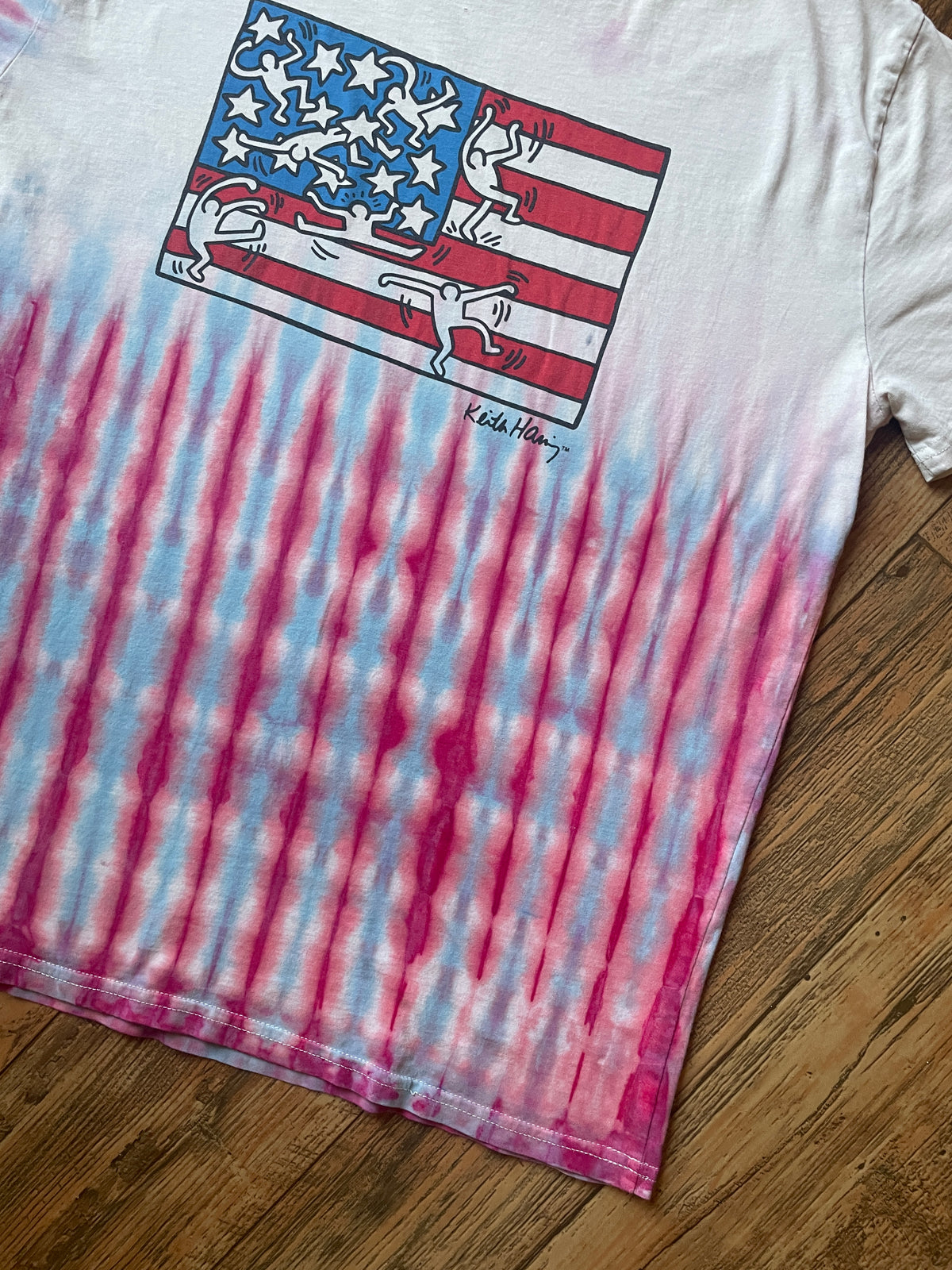 Keith Haring "American Flag" Red, White, and Blue Tie Dye Short Sleeve T-Shirt | Men's XL (Copy)