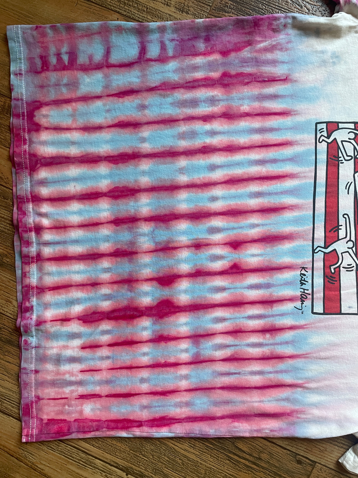 Keith Haring "American Flag" Red, White, and Blue Tie Dye Short Sleeve T-Shirt | Men's XL (Copy)