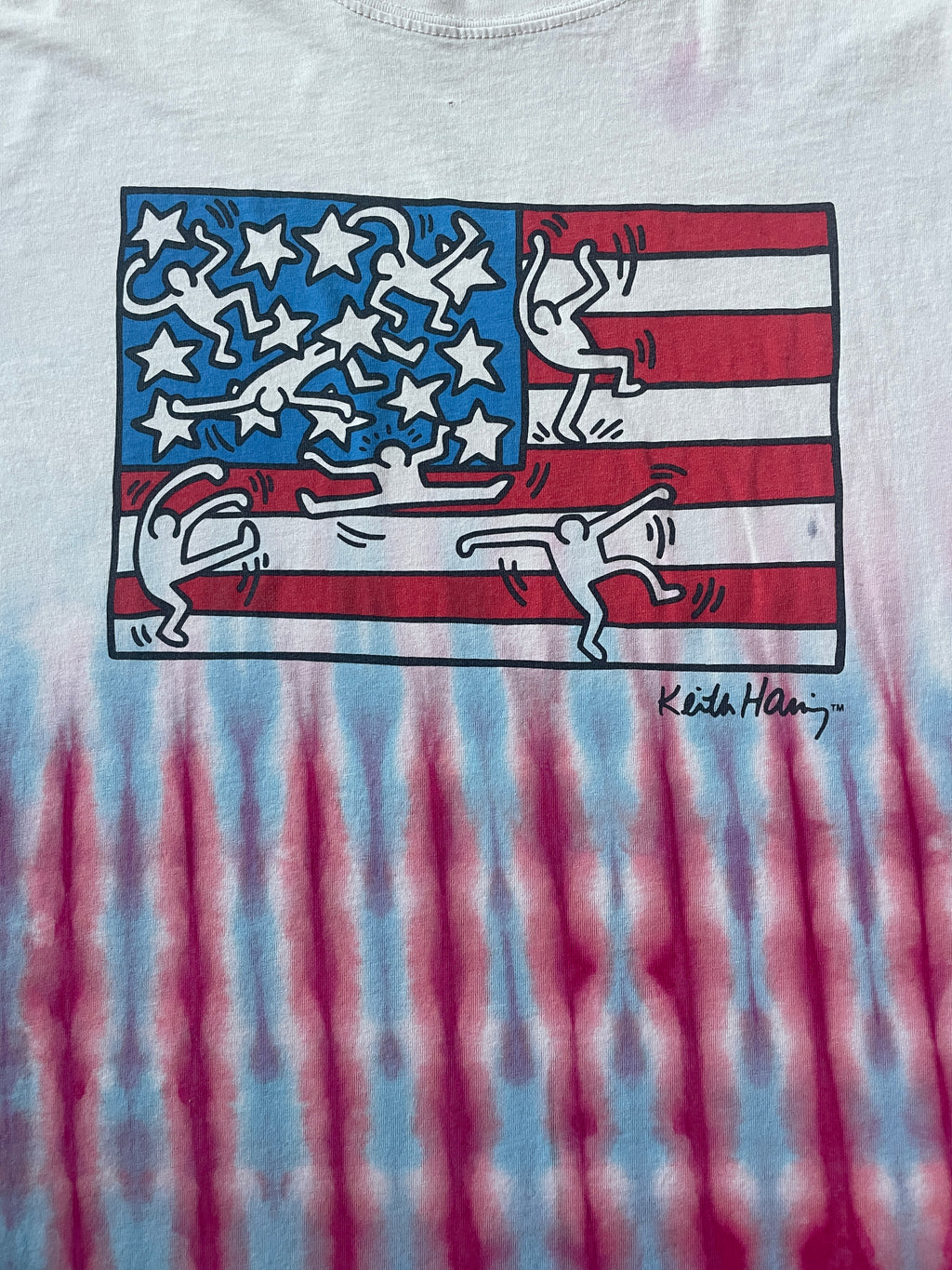 Keith Haring "American Flag" Red, White, and Blue Tie Dye Short Sleeve T-Shirt | Men's XL (Copy)