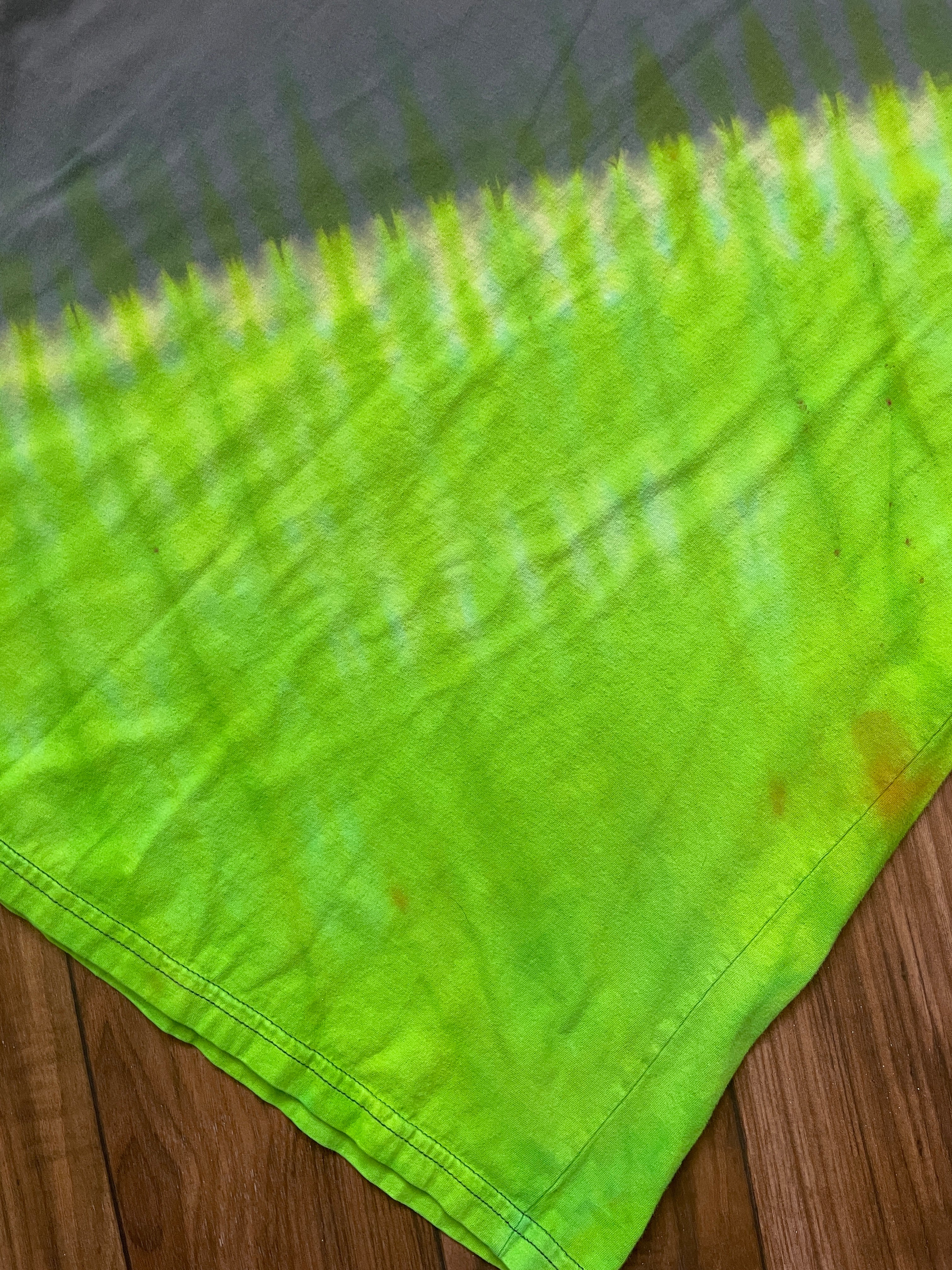 Large Men's Marmot Rock Climber Handmade Reverse Tie Dye Short Sleeve T-Shirt | One-Of-a-Kind Upcycled Gray and Green Top