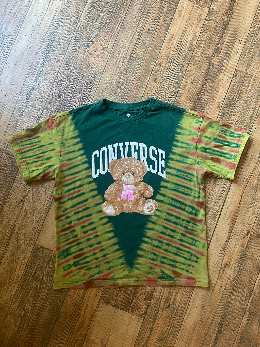 Converse Teddy Bear Green and Brown Reverse Tie Dye Short Sleeve T-Shirt | Men's Medium (Copy)