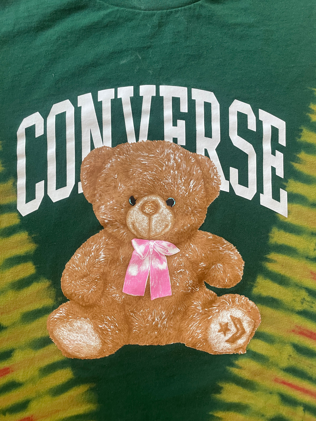 Converse Teddy Bear Green and Brown Reverse Tie Dye Short Sleeve T-Shirt | Men's Medium (Copy)