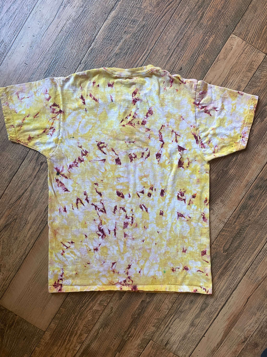 Anti-Social Embroidered Yellow and Pink Tie Dye Short Sleeve T-Shirt | Men's Medium