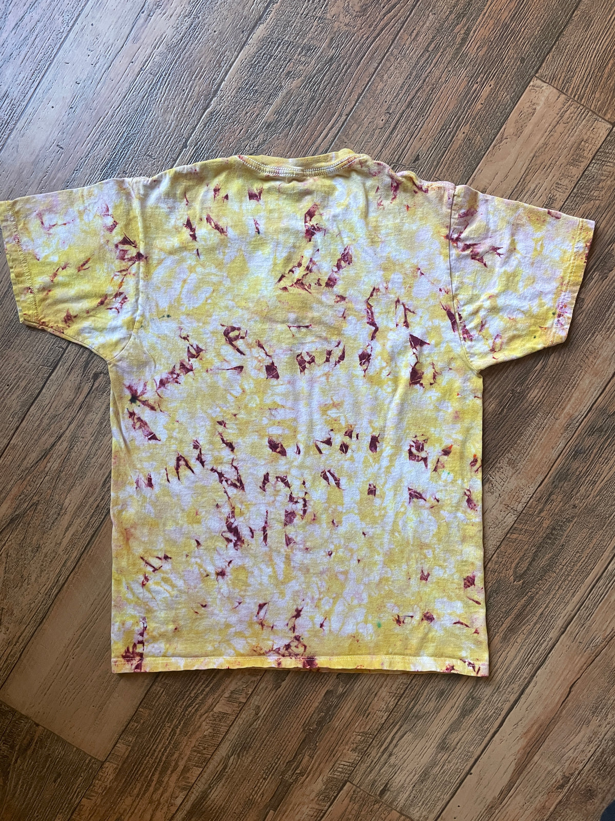 Anti-Social Embroidered Yellow and Pink Tie Dye Short Sleeve T-Shirt | Men's Medium
