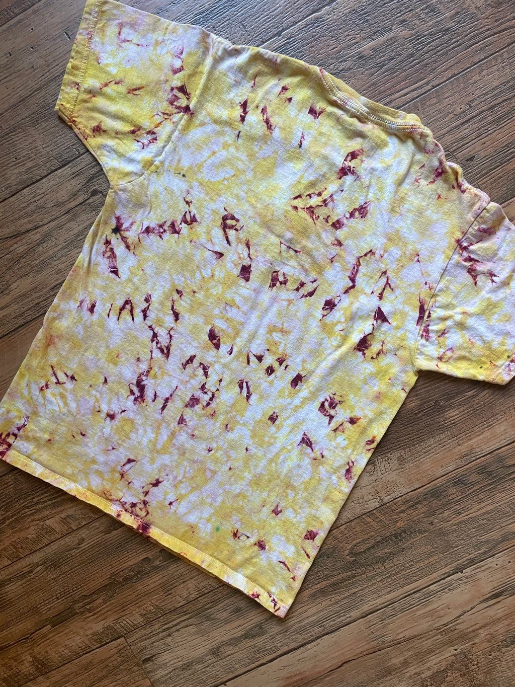 Anti-Social Embroidered Yellow and Pink Tie Dye Short Sleeve T-Shirt | Men's Medium