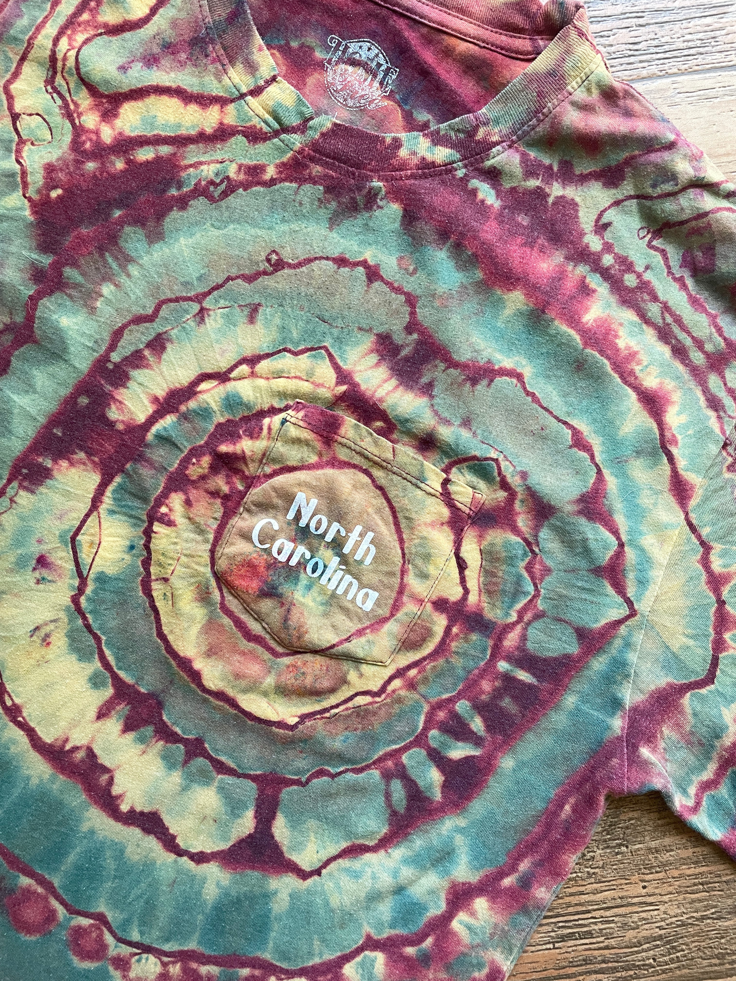 North Carolina Mountains Multicolor Geode Long Sleeve Reverse Tie Dye T-Shirt | Men's Large