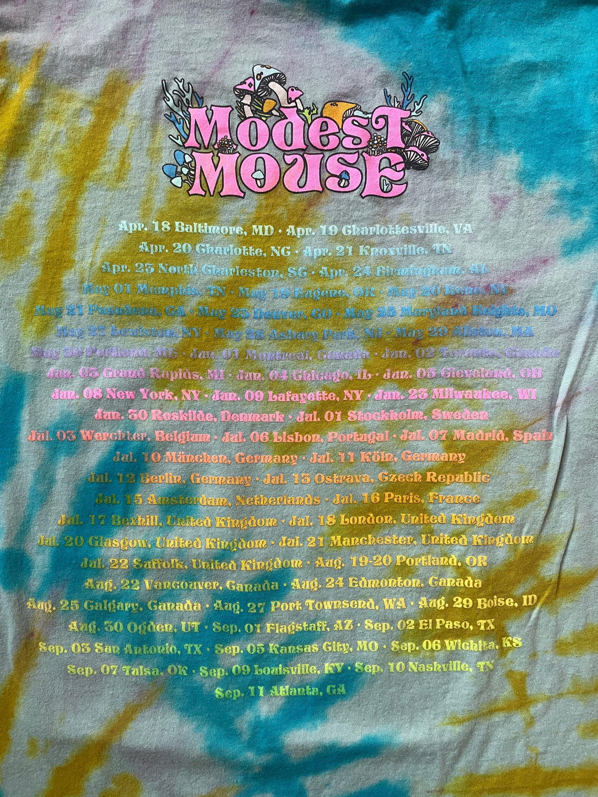 Modest Mouse Golden Casket Tour 2022 Tie Dye Short Sleeve T-Shirt | Men's Medium