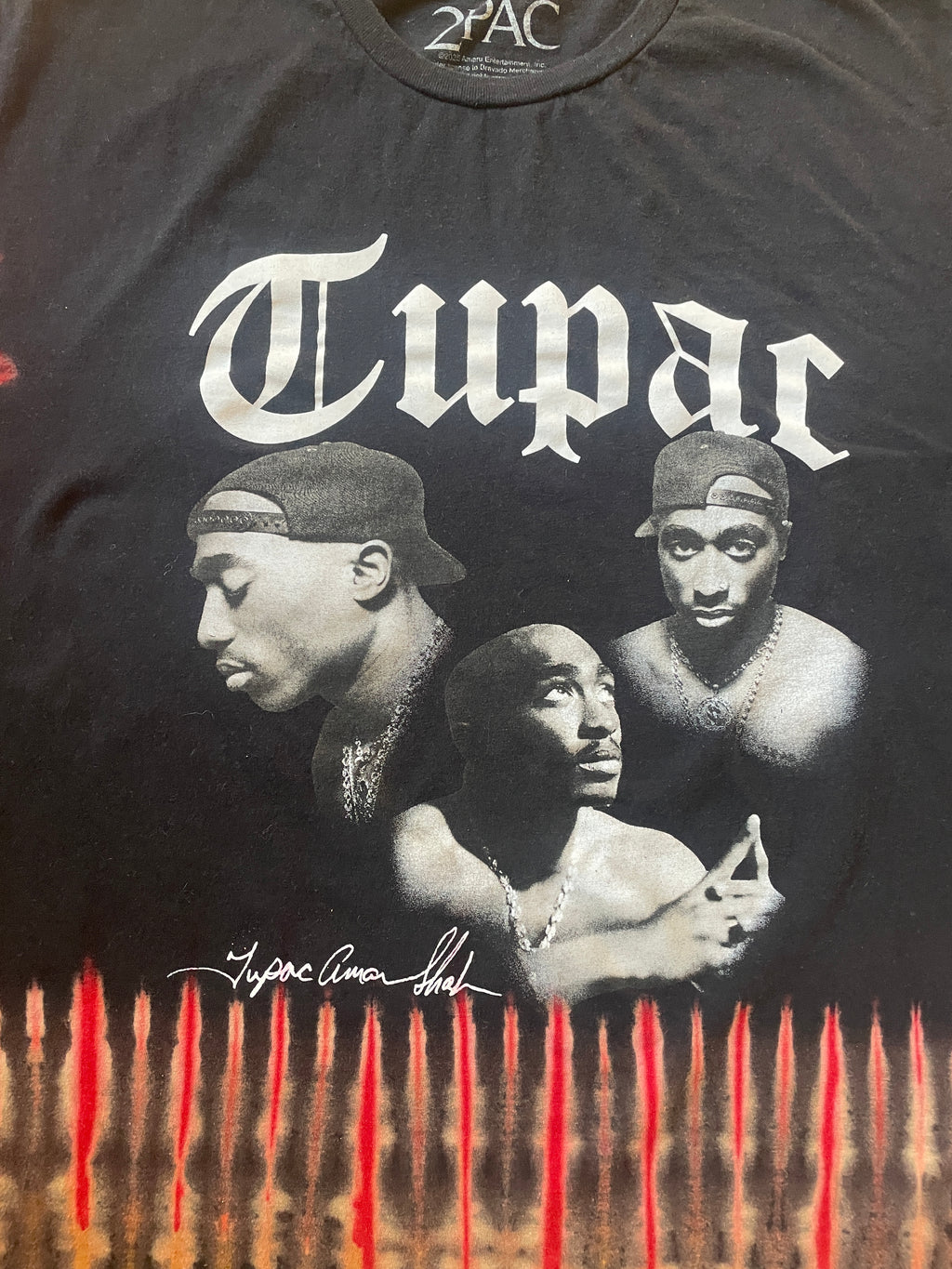 Tupac Shakur Black, Red & Yellow Tie Dye Short Sleeve T-Shirt | Men's XL