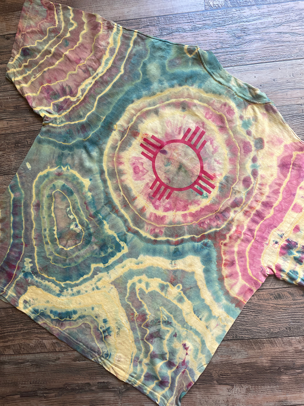 New Mexico Golden Sunset Geode Short Sleeve Tie Dye T-Shirt | Men's XL