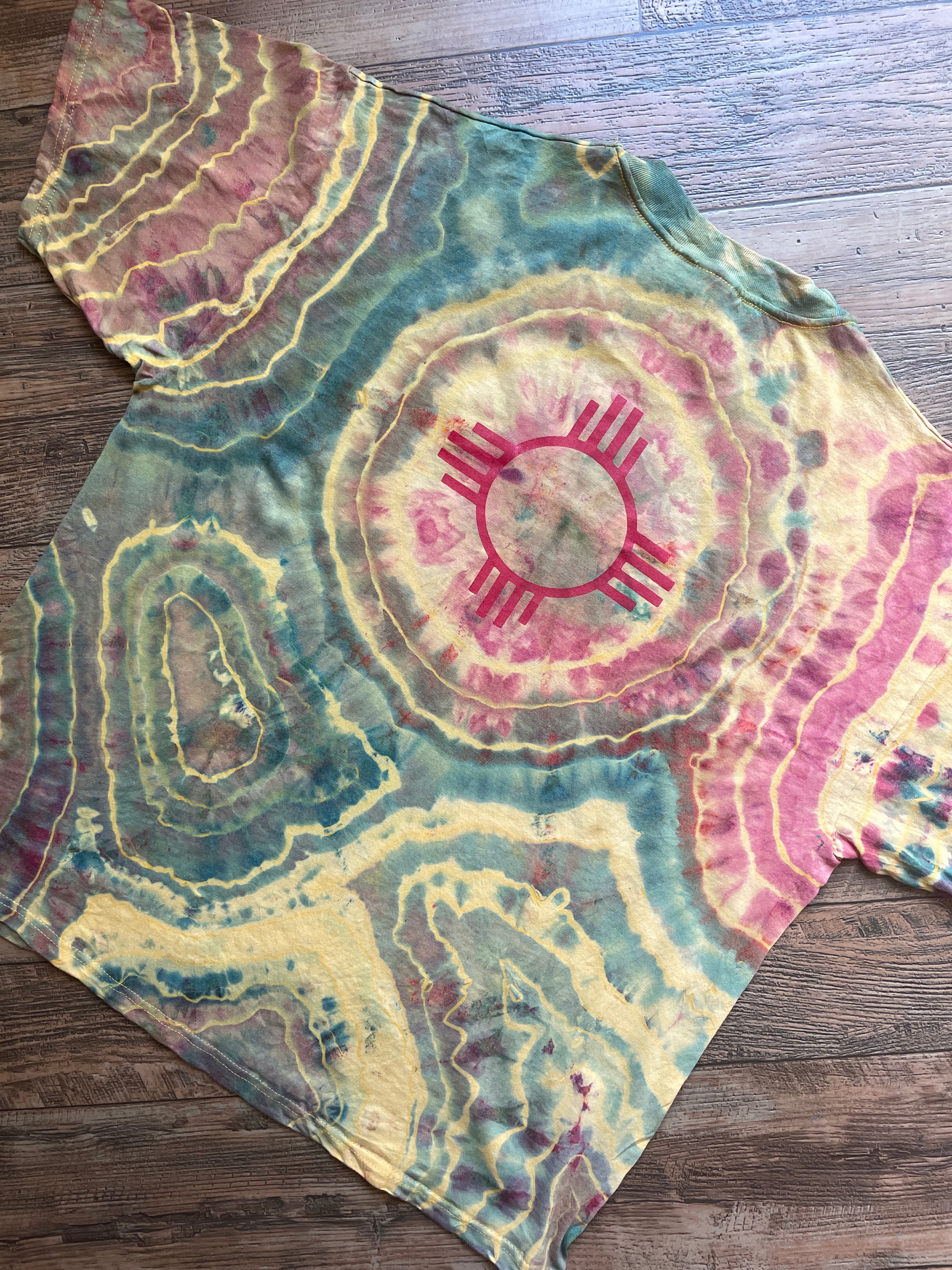 New Mexico Golden Sunset Geode Short Sleeve Tie Dye T-Shirt | Men's XL
