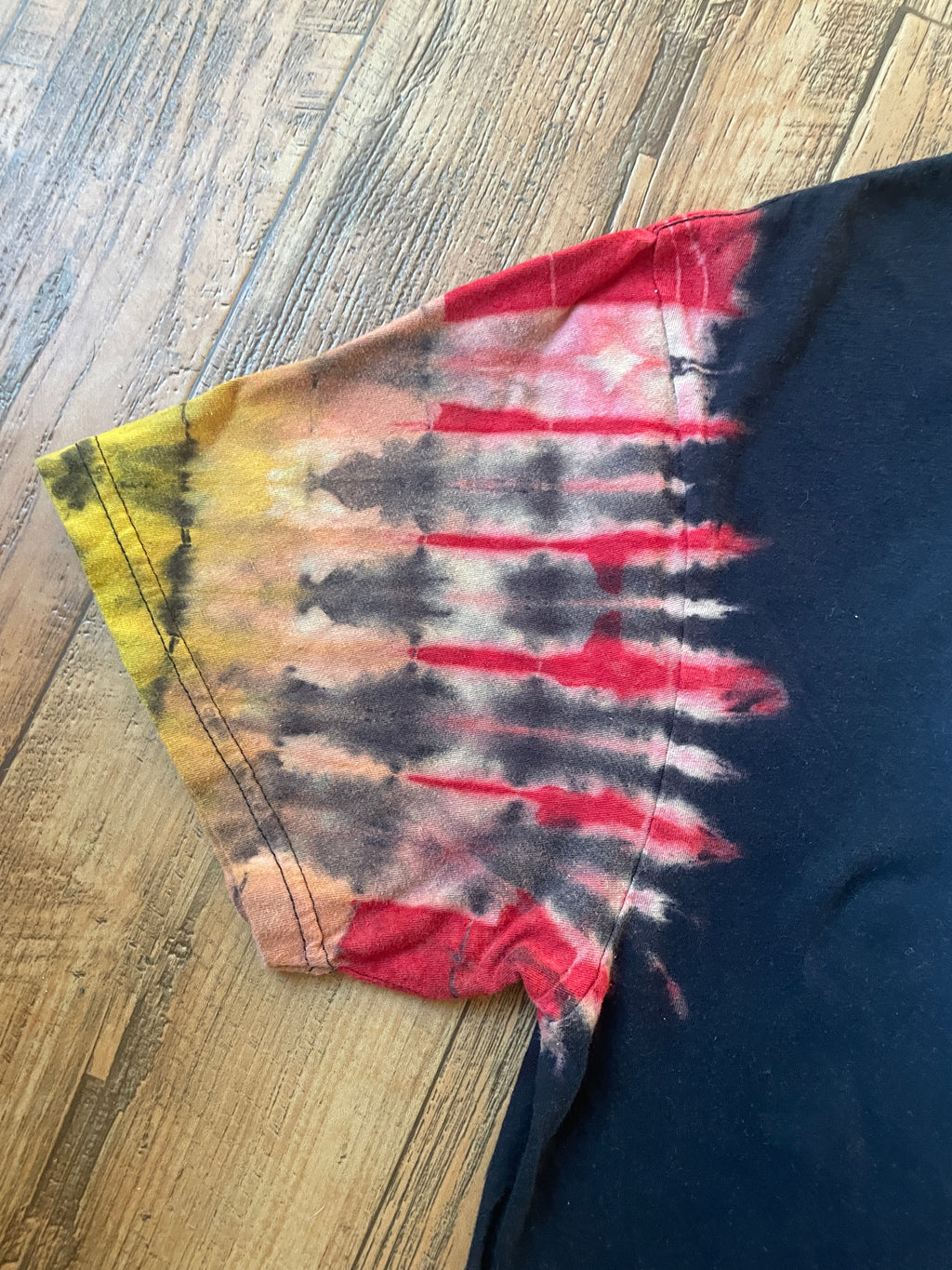 Tupac Shakur Black, Red & Yellow Tie Dye Short Sleeve T-Shirt | Men's XL