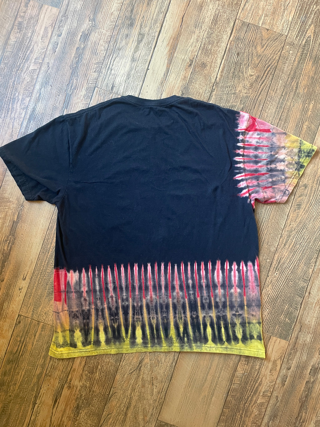 Tupac Shakur Black, Red & Yellow Tie Dye Short Sleeve T-Shirt | Men's XL