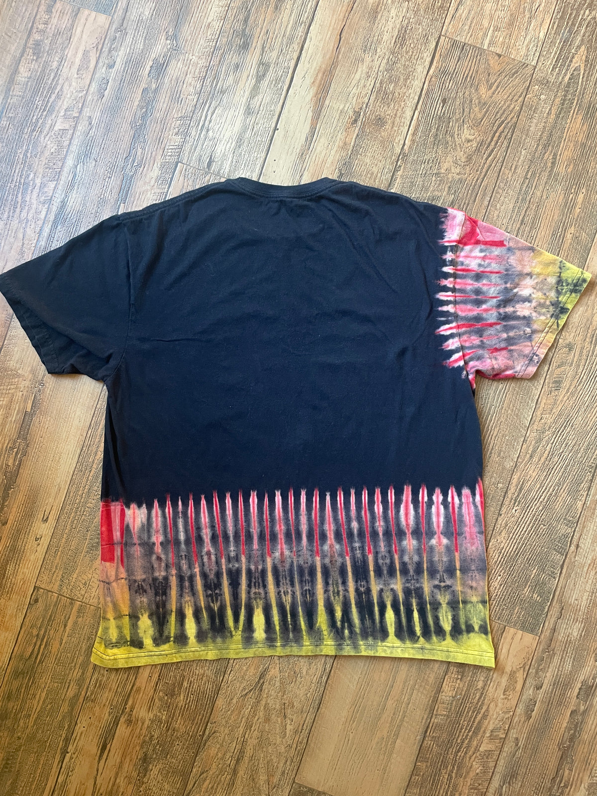 Tupac Shakur Black, Red & Yellow Tie Dye Short Sleeve T-Shirt | Men's XL
