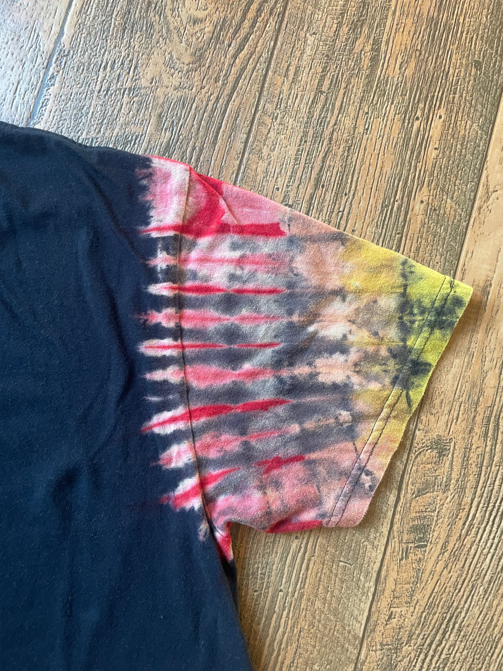 Tupac Shakur Black, Red & Yellow Tie Dye Short Sleeve T-Shirt | Men's XL