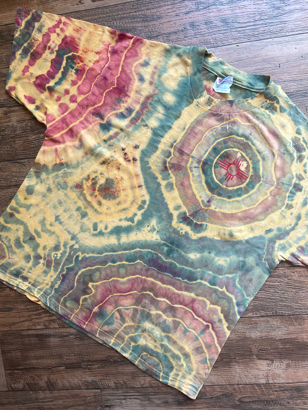 New Mexico Golden Sunset Geode Short Sleeve Tie Dye T-Shirt | Men's XL