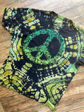 Peace on Earth Black and Green Geode Short Sleeve Reverse Tie Dye T-Shirt | Men's XL