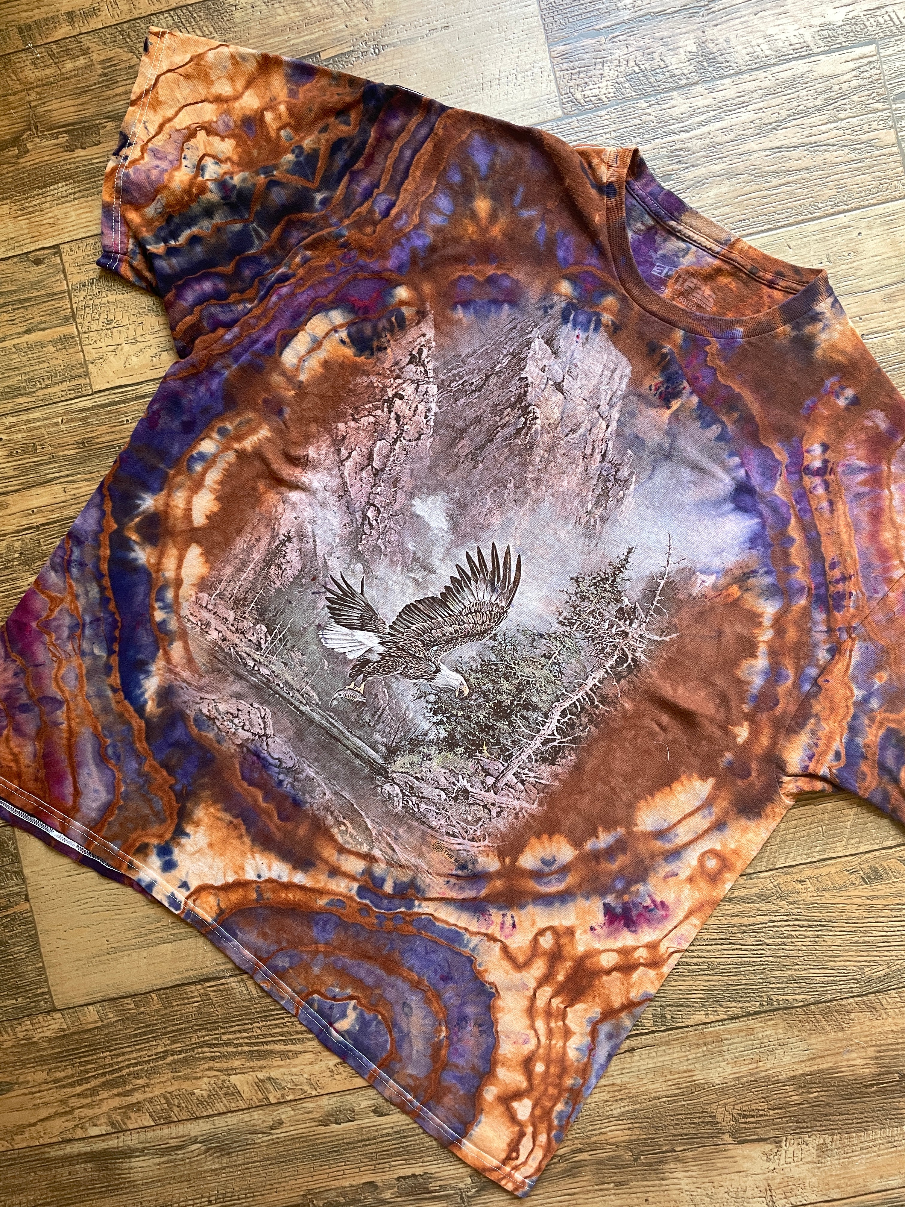 Mountain Eagle Terracotta and Violet Geode Short Sleeve Tie Dye T-Shirt | Men's 2XL