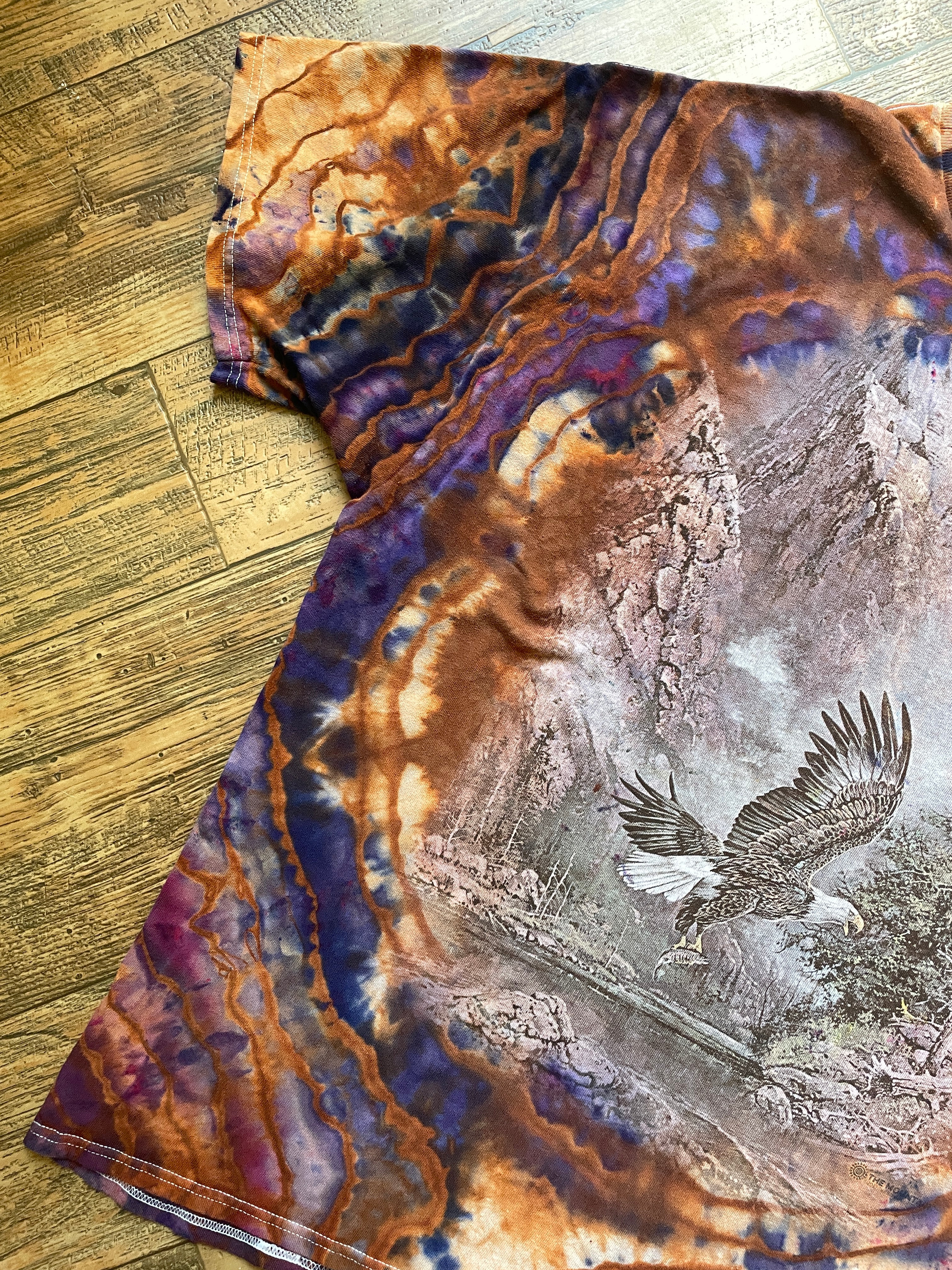 Mountain Eagle Terracotta and Violet Geode Short Sleeve Tie Dye T-Shirt | Men's 2XL