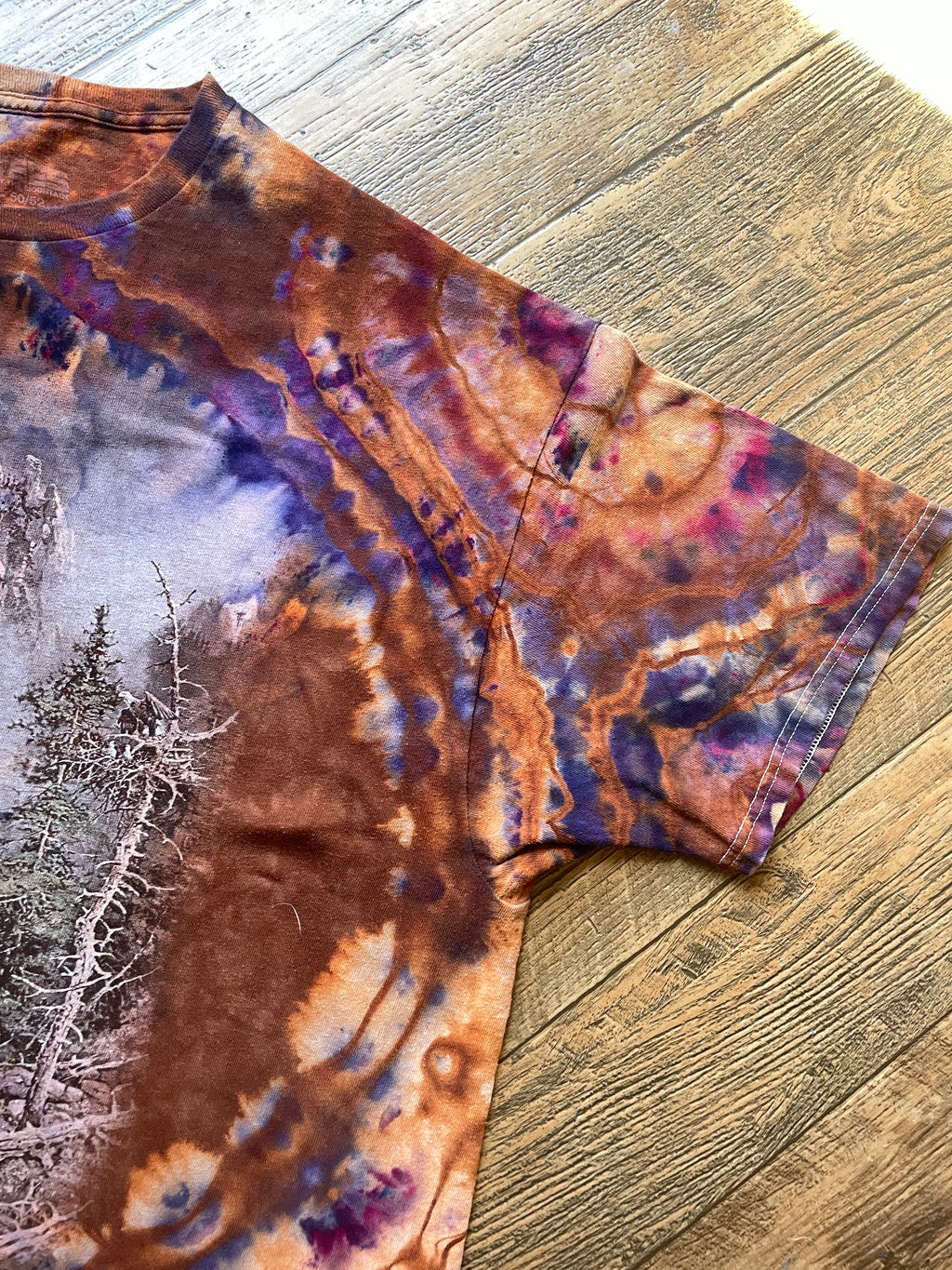 Mountain Eagle Terracotta and Violet Geode Short Sleeve Tie Dye T-Shirt | Men's 2XL