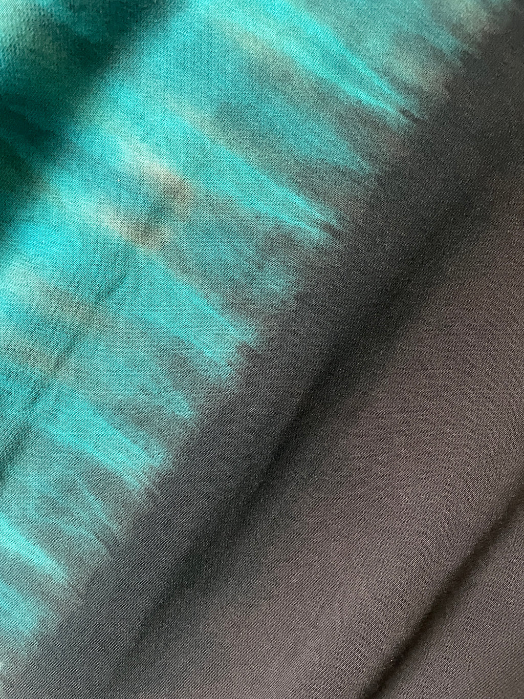 Large Men's adidas Reverse Tie Dye Long Sleeve Crewneck Sweatshirt | One-Of-a-Kind Upcycled Black and Blue Half-and-Half Sweatshirt